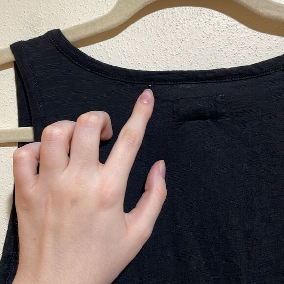 Pact Relaxed Slub Knit Organic Cotton Henley Tank Midi Dress Black Size Small - Picture 11 of 13